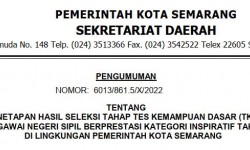 Pengumuman Penetapan Hasil Seleksi Tahap Tes Kemampuan Dasar (TKD) Bagi Pegawai Negeri Sipil Berprestasi Kategori Inspiratif Tahun 2022 di Lingkungan Pemerintah Kota Semarang
