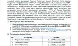 Pengumuman Perpanjangan Masa Pendaftaran dan Penyesuaian Jadwal Pelaksanaan Seleksi Pengadaan Pegawai Pemerintah Dengan Perjanjian Kerja (PPPK) Jabatan Fungsional Tenaga Kesehatan di Lingkungan Pemerintah Kota Semarang Tahun 2022