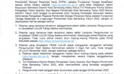 Pengumuman Hasil Seleksi Administrasi Pengadaan Pegawai Pemerintah Dengan Perjanjian Kerja (PPPK) Jabatan Fungsional Tenaga Kesehatan di Lingkungan Pemerintah Kota Semarang Tahun 2022