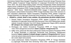Pengumuman Jadwal Pelaksanaan Seleksi Kompetensi Pengadaan Pegawai Pemerintah Dengan Perjanjian Kerja (PPPK) Jabatan Fungsional Tenaga Kesehatan di Lingkungan Pemerintah Kota Semarang Tahun 2022