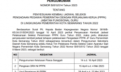 Pengumuman Penyesuaian Kembali Jadwal Seleksi Pengadaan Pegawai Pemerintah Dengan Perjanjian Kerja (PPPK) Jabatan Fungsional Guru di Lingkungan Pemerintah Kota Semarang Tahun 2022