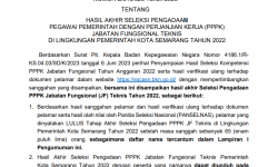 Hasil Akhir Seleksi Pengadaan Pegawai Pemerintah Dengan Perjanjian Kerja (PPPK) Jabatan Fungsional Teknis Di Lingkungan Pemerintah Kota Semarang Tahun 2022