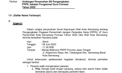 Undangan Penyerahan SK Pengangkatan PPPK Jabatan Fungsional Guru Formasi Tahun 2022