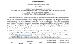 Pembatalan Kelulusan Peserta Pengadaan Pegawai Pemerintah dengan Perjanjian Kerja (PPPK) Jabatan Fungsional Teknis Pemerintah Kota Semarang Tahun 2022.
