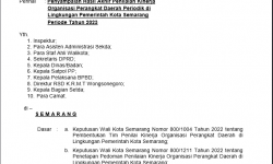 Pengumuman Nomor: B/3880/700/VII/2023 tentang Penyampaian Hasil Akhir Penilaian Kinerja Organisasi Perangkat Daerah Periodik di Lingkungan Pemerintah Kota Semarang Periode Tahun 2023