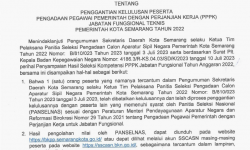 Pengumuman Penggantian Kelulusan Peserta Pengadaan Pegawai Pemerintah Dengan Perjanjian Kerja (PPPK) Jabatan Fungsional Teknis Pemerintah Kota Semarang Tahun 2022