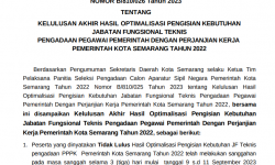 Pengumuman Kelulusan Akhir Hasil Optimalisasi Pengisian Kebutuhan Jabatan Fungsional Teknis Pengadaan Pegawai Pemerintah Dengan Perjanjian Kerja Pemerintah Kota Semarang Tahun 2022