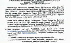 Penggantian Kelulusan Peserta Pengadaan Pegawai Pemerintah dengan Perjanjian Kerja (PPPK) Jabatan Fungsional Guru Pemerintah Kota Semarang Tahun 2023