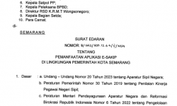 Surat Edaran Nomor : B/1652/500.12.6.4/V/2024 Tentang Pemanfaatan Aplikasi E-Sakip di Lingkungan Pemerintah Kota Semarang