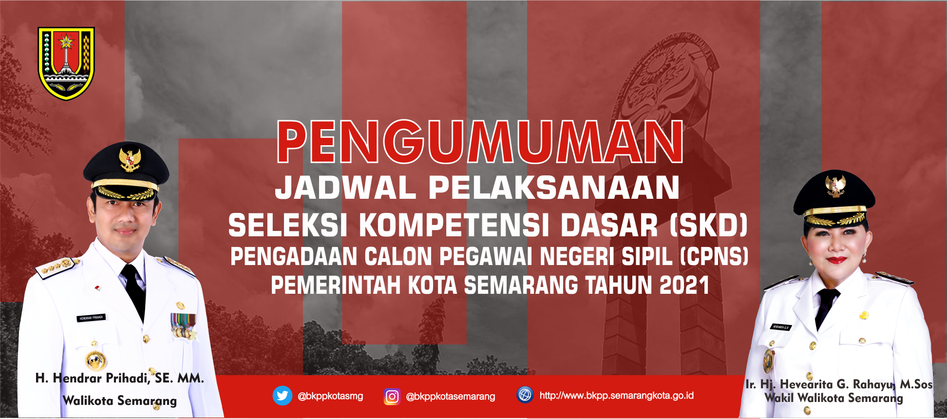 Pengumuman Jadwal Pelaksanaan Seleksi Kompetensi Dasar (SKD) Pengadaan Calon Pegawai Negeri Sipil (CPNS) Pemerintah Kota Semarang Tahun 2021