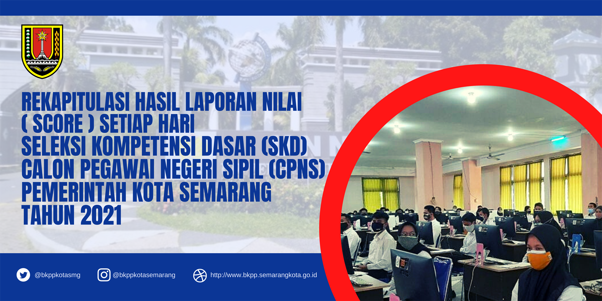 Rekapitulasi Hasil Laporan Nilai (Score) Setiap Hari Seleksi Kompetensi Dasar (SKD) Calon Pegawai Negeri Sipil (CPNS) Pemerintah Kota Semarang Tahun 2021