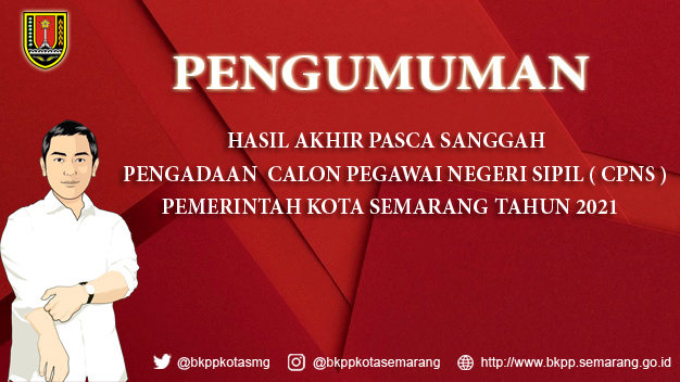 Hasil Akhir Pasca Sanggah Pengadaan Calon Pegawai Negeri Sipil (CPNS) Pemerintah Kota Semarang Tahun 2021